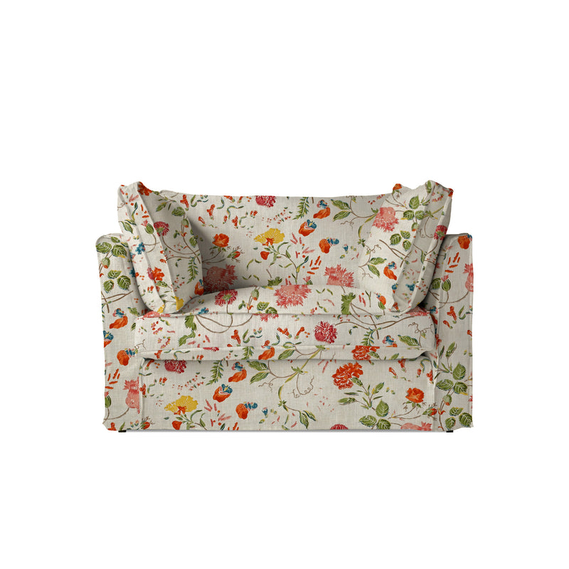Coco Loveseat with Self Piped Box Edge cushion in Andrew Martin Wildwood Ivory - Made to Order
