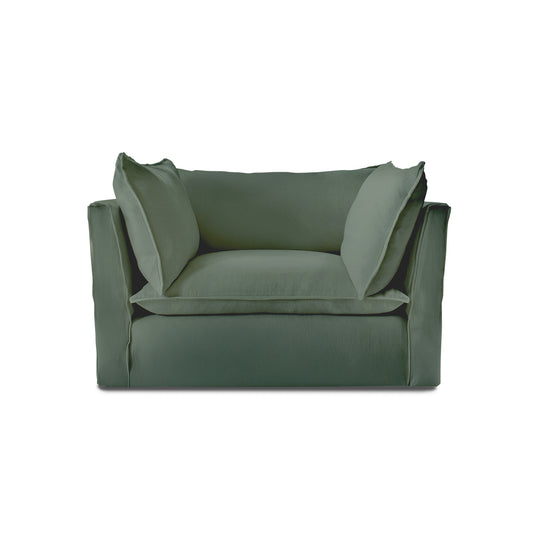 Coco Loveseat with Knife Edge Cushion in Mineral Linen - Made to Order