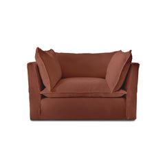 Coco Loveseat with Knife Edge Cushion in Sweet Briar Linen - Made to Order
