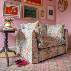 Coco Loveseat with Self Piped Knife Edge cushion in Andrew Martin Midsummer Sky - Made to Order