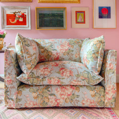 Coco Loveseat with Self Piped Knife Edge cushion in Andrew Martin Midsummer Sky - Made to Order