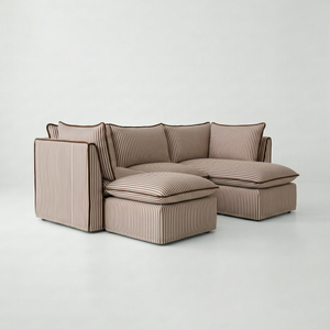 Coco L-Shaped Sofa with Chaise and Footstool in Customer's Own Material - Made to Order