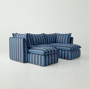 Coco L-Shaped Sofa with Chaise and Footstool in Customer's Own Material - Made to Order
