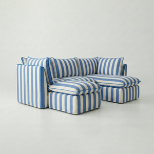 Coco L-Shaped Sofa with Chaise and Footstool in Customer's Own Material - Made to Order