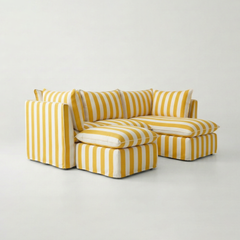 Coco L-Shaped Sofa with Chaise and Footstool in Customer's Own Material - Made to Order