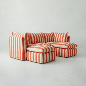 Coco L-Shaped Sofa with Chaise and Footstool in Customer's Own Material - Made to Order