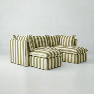 Coco L-Shaped Sofa with Chaise and Footstool in Customer's Own Material - Made to Order