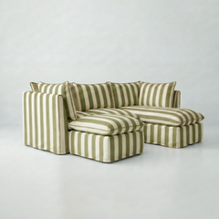 Coco L-Shaped Sofa with Chaise and Footstool in Customer's Own Material - Made to Order