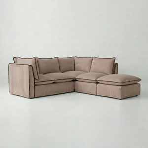 Coco L-Shaped Sofa with Footstool in Customer's Own Material - Made to Order