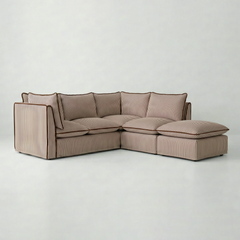 Coco L-Shaped Sofa with Footstool in Customer's Own Material - Made to Order