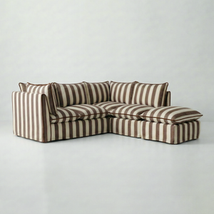 Coco L-Shaped Sofa with Footstool in Customer's Own Material - Made to Order