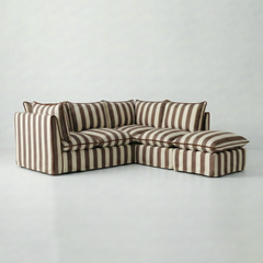 Coco L-Shaped Sofa with Footstool in Customer's Own Material - Made to Order