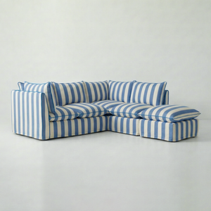 Coco L-Shaped Sofa with Footstool in Customer's Own Material - Made to Order