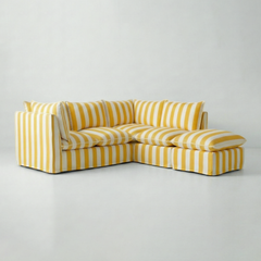 Coco L-Shaped Sofa with Footstool in Customer's Own Material - Made to Order