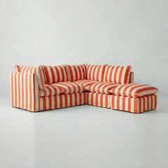 Coco L-Shaped Sofa with Footstool in Customer's Own Material - Made to Order
