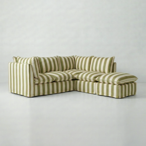 Coco L-Shaped Sofa with Footstool in Customer's Own Material - Made to Order