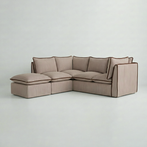 Coco L-Shaped Sofa with Footstool in Customer's Own Material - Made to Order