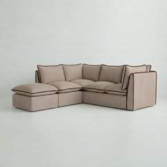 Coco L-Shaped Sofa with Footstool in Customer's Own Material - Made to Order