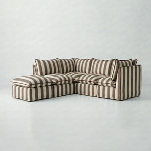 Coco L-Shaped Sofa with Footstool in Customer's Own Material - Made to Order