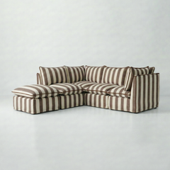 Coco L-Shaped Sofa with Footstool in Customer's Own Material - Made to Order