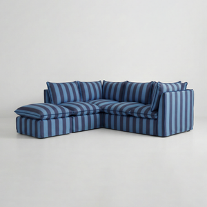 Coco L-Shaped Sofa with Footstool in Customer's Own Material - Made to Order