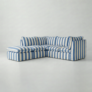 Coco L-Shaped Sofa with Footstool in Customer's Own Material - Made to Order