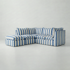 Coco L-Shaped Sofa with Footstool in Customer's Own Material - Made to Order