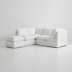 Coco L-Shaped Sofa with Footstool in Customer's Own Material - Made to Order