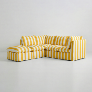 Coco L-Shaped Sofa with Footstool in Customer's Own Material - Made to Order