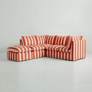 Coco L-Shaped Sofa with Footstool in Customer's Own Material - Made to Order