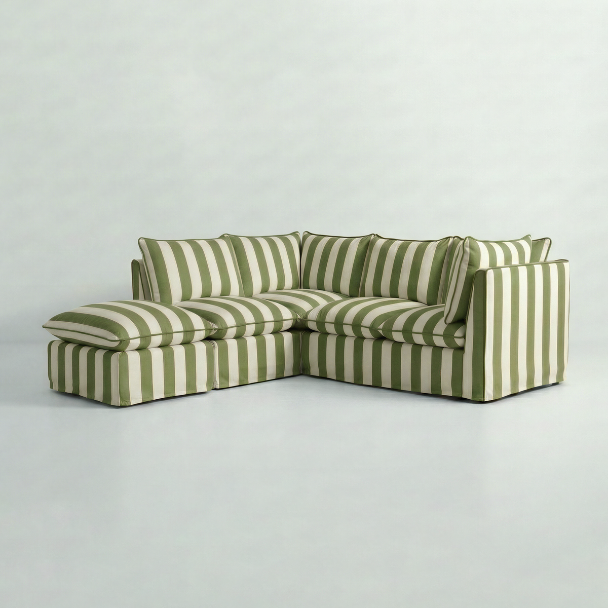 Coco L-Shaped Sofa with Footstool in Customer's Own Material - Made to Order