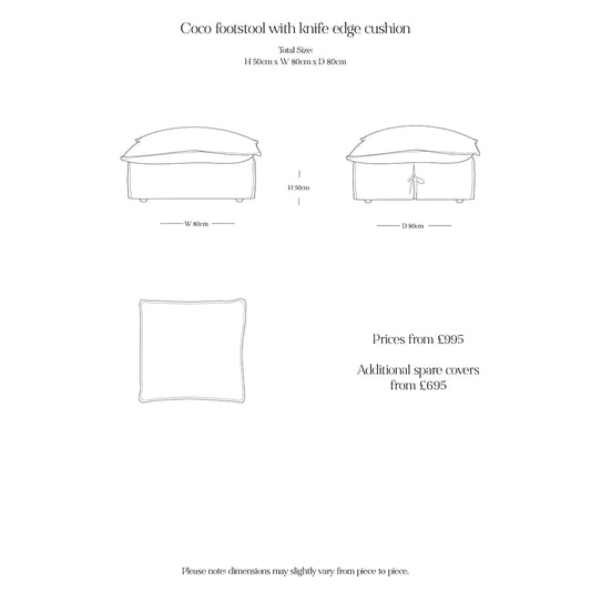 Coco Footstool with Knife Edge Cushion in Cayenne Linen - Made to Order