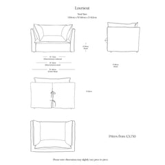 Coco Loveseat with Knife Edge Cushion in Sweet Briar Linen - Made to Order