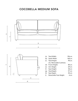 Cocobella 2.5 Seater Sofa in English Garden Grey Skies with Green Tea Velvet Trim