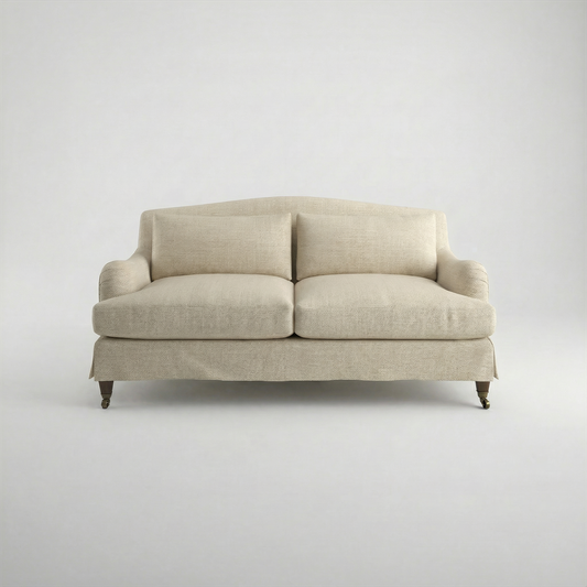 Felix Loose Cover 2.5 Seater Sofa in Cotton Linen Cool Coconut - Made to Order - front
