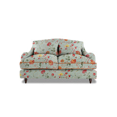 Felix 2 seater sofa in Natural Linen Wildwood Duck Egg with Velvet Trim