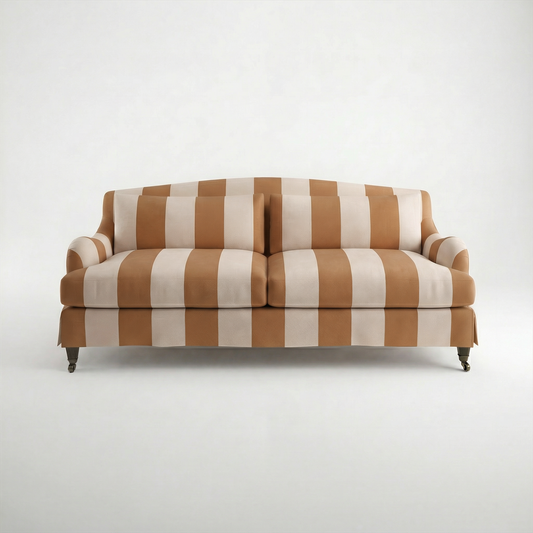 Felix Loose Cover 3 Seater Sofa in Caramel Stripe - Made to Order - front