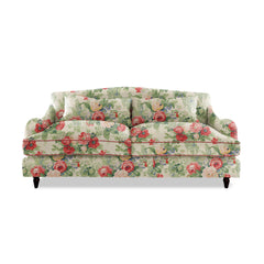 Felix 3 seater sofa in English Garden Classic Rose with Velvet Trim