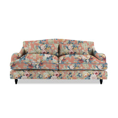 Felix 3 seater sofa in English Garden Coral Orange with Velvet Trim