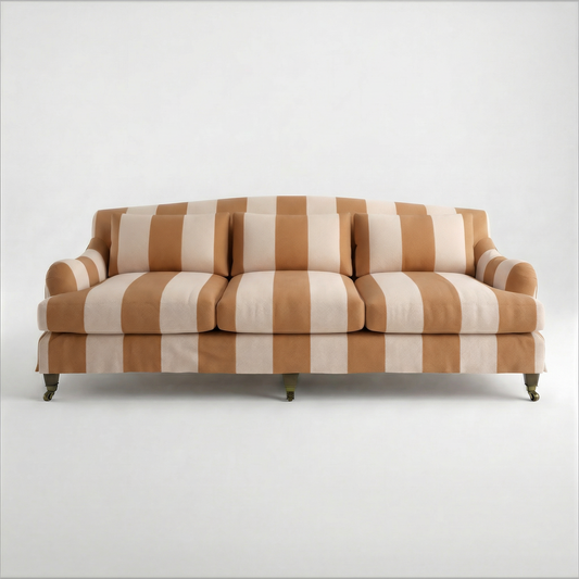 Felix Loose Cover 4 Seater Sofa in Caramel Stripe - Made to Order - front