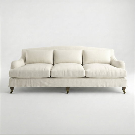 Felix Loose Cover 4 Seater Sofa in Cotton Linen Cool Coconut - Made to Order - front