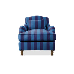 Isobel Armchair with Fixed Back in Coastal Blue Stripes