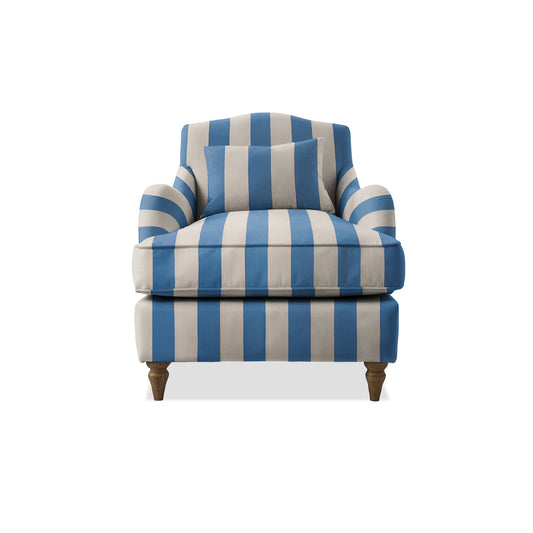 Isobel Armchair with Fixed Back in Cornish Blue Stripes