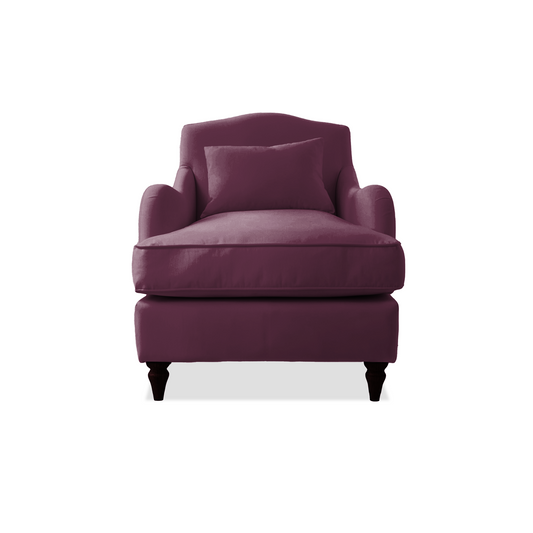 Felix Armchair with Fixed Back in Damson Linen