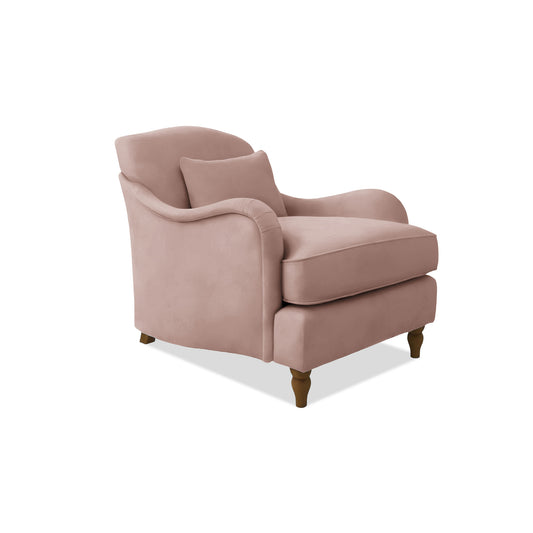 Isobel Armchair with Fixed Back in Dusky Pink Linen