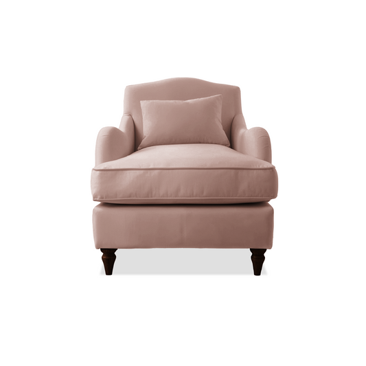 Felix Armchair with Fixed Back in Dusky Pink Linen