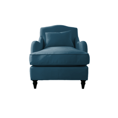 Felix Armchair with Fixed Back in Indigo Linen