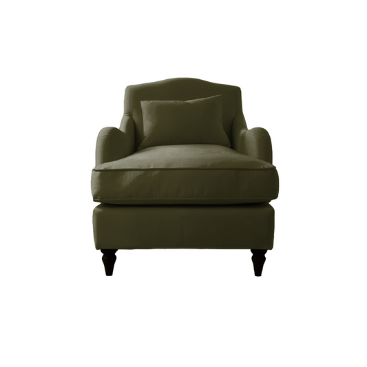 Isobel Armchair with Fixed Back in Khaki Linen