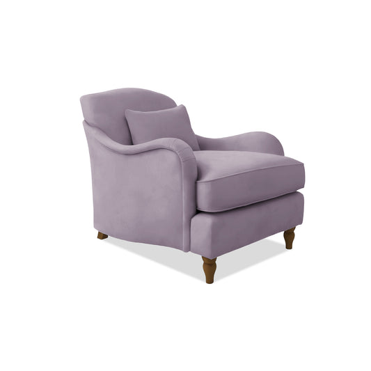 Isobel Armchair with Fixed Back in Lilac Linen