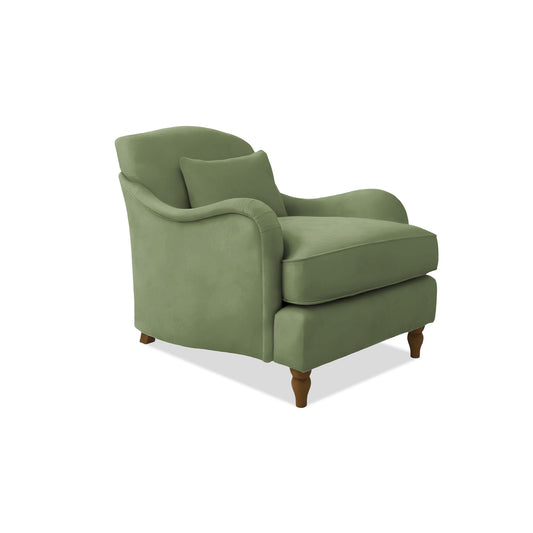 Isobel Armchair with Fixed Back in Moss Linen